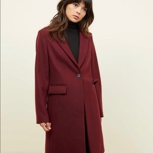 NWT New Look Burgundy Single Breasted Formal Coat